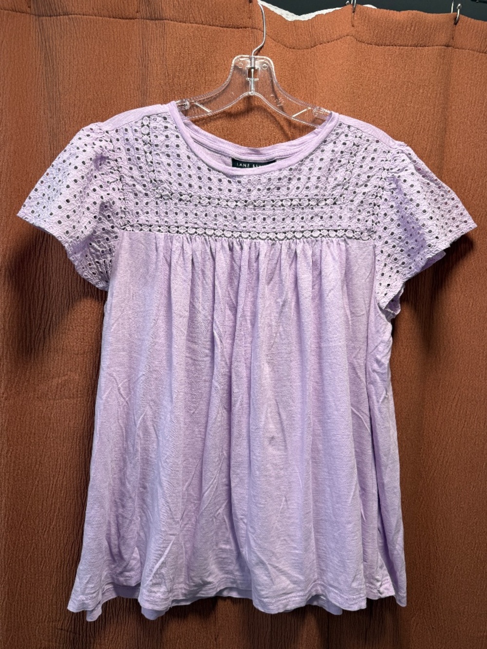 Lane Bryant lavender with eyelet short sleeve swing top - 14/16